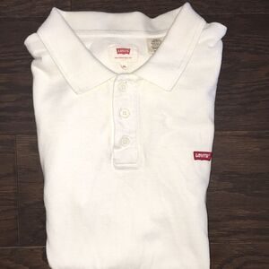 Rare Retro white Vintage Raised Chest Tab Levis Golf Polo Tennis Shirt XL mens